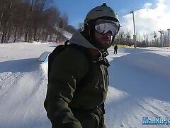Dude Wanking After Day of Skiing