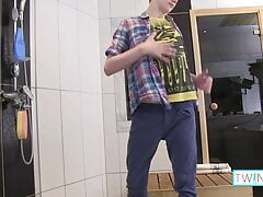 Sweet Blonde Twink Liam Masturbates And Cums In The Shower!