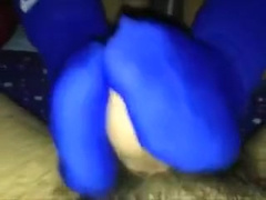 Footjob Toejob in blue football socks