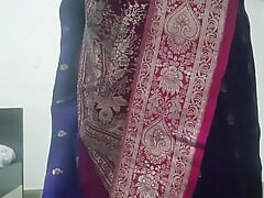 Wear satin saree
