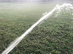 MY FIRST VID! Strong, hard streaming piss in the backyard