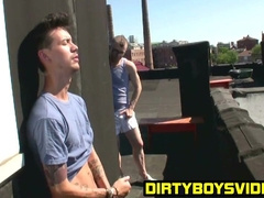 Gorgeous JT Frost moaned out as he took the long thick cock of hottie Andrew in his ass