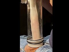 milking machine enlarges and sucks cock