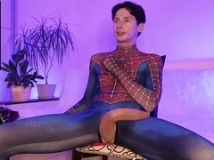 The spider and the snake play with uncut dicks on webcam