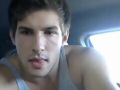 Str8 hot young jock jerks in his car