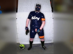 Condom Cyclist Pup Luving his Gear (snuffling & Petting Off)