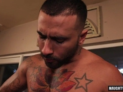 Watch these hot guys get their bisexual tattoos and flow with cum