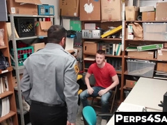 Hairy cocked Security Guard Ass Bangs a Sweet Thief