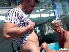 Old Frank Sucking a youngster while the men are witnessing