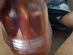 Squirt orgasm with flashlight