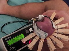 Sounded peehole, pegged foreskin, electro tortured cockhead