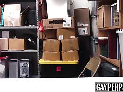 Twink security officer raw fucks inked suspects tight ass