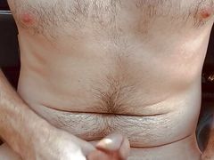 Jerking off outside smoking with cumshot