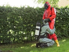 Chemical Hazmat Rubber Suit Action