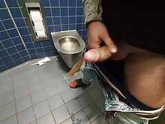 Public restroom on the highway toilete jerkoff risky full pleasure