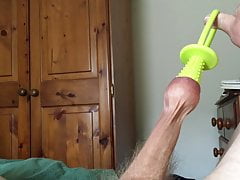 Stretch foreskin session - rubber toy