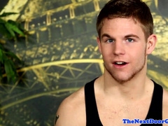 Inexperienced jock tugging man-meat at home before spunk