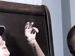 Ebony guy sucks a big white meat till it cums