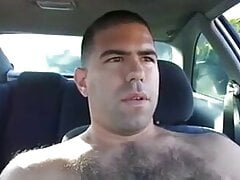 Hairy hunk, public jerks off.