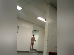 My little bitch take a shower at the locker room