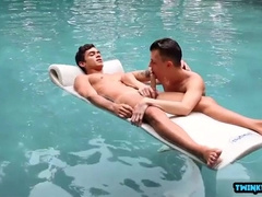 Watch this steamy Brazilian twink take on a group of guys in a wild anal cumshot fest