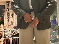 Blowing cum fully dressed.