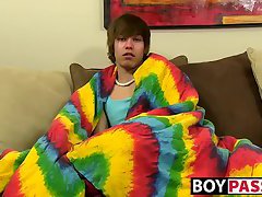 Emo twink jacking off his uncut cock and ass dildoing