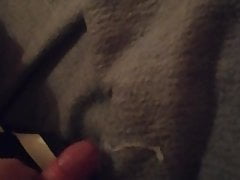 Fat guy moaning cumming on bed - Cumshot 7