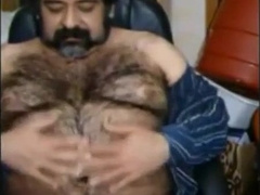 Hairy Bear Daddy Stroking Big Cock