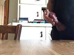 Cumshot in kitchen