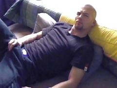 Firefighter takes an afternoon break to pleasure his stiff member