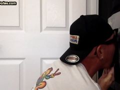 Gray gloryhole DILF gets fucked from behind after sucking