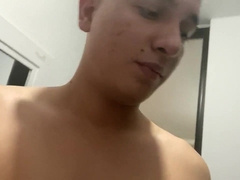 latino showers and uses his plaything