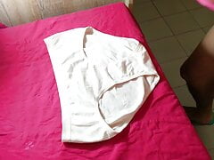 Spraying my cum on chinese milf used panties