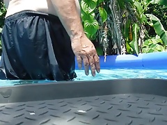 Fat belly in the pool