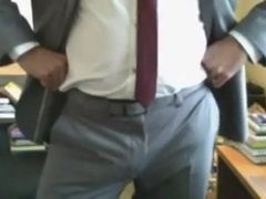 He showcases us his fresh suits and he like to wank off