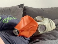 Chubby masked twink gets into heavy breathing and breath control play