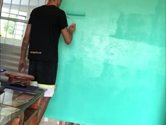 Painter leaks vid fapping huge man sausage