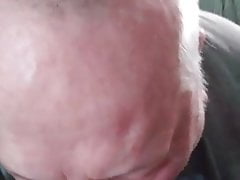 Mustache grandpa sniffing poppers & sucking cock