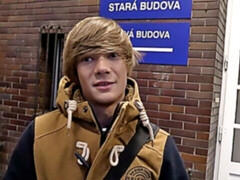 Emo boy earns some cash and a huge facial as well