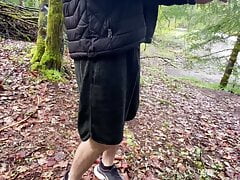 Masturbating public naked by the River