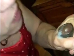 Black Cock Blowjob - Amateur Crossdresser Daddy Swallows 2 Thick Loads555