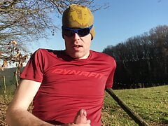 Young Man gets horny while hiking