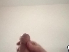 Fellow tugging off uncut penis on the table #13