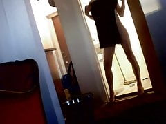 Trying a mini skirt