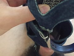 Fucking and cumming on wedge sandals