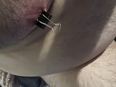 Nipple clamps removed after thirty minutes and more clamps added