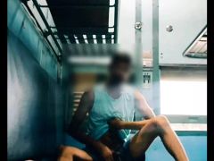 Cumming in train journey