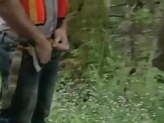 Hungry cocksuker in forest workers