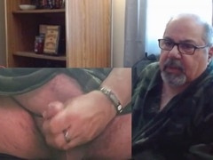 Amateur grandpa bear having a solo wank session